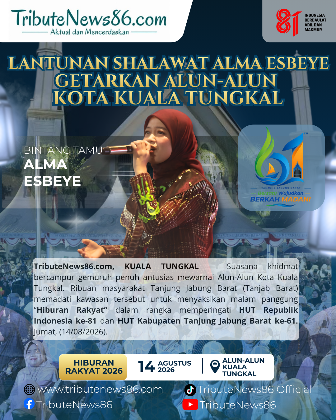 Biru Emas dan Putih Modern Pengajian Memperingati Nuzulul Qur'an Konten Instagram